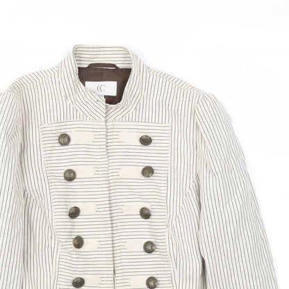 CC Womens Grey Striped  Jacket Blazer Size 14
