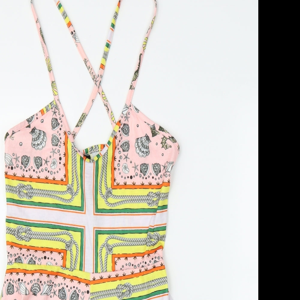 Boohoo Womens Pink Batik  Romper One-Piece Size 12