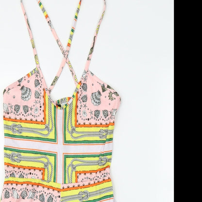 Boohoo Womens Pink Batik  Romper One-Piece Size 12