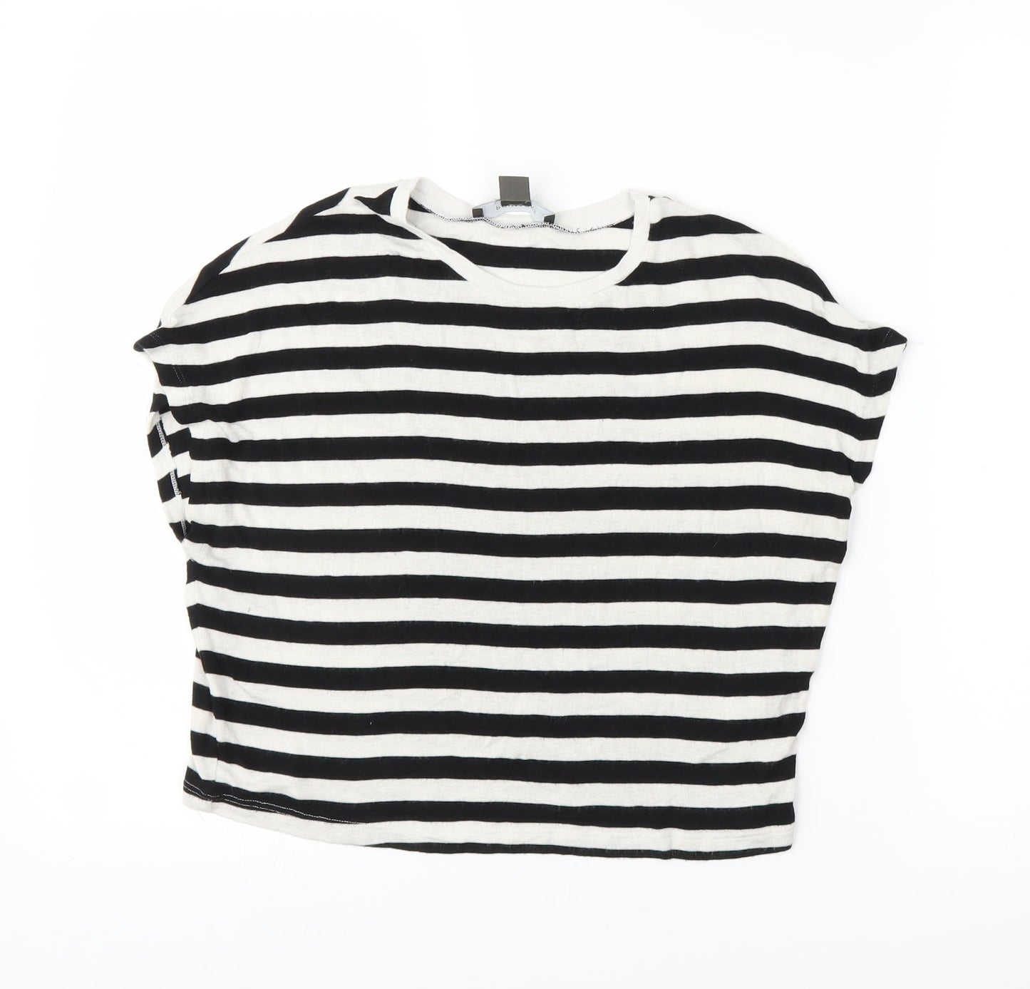 Primark Womens Black Striped  Cropped T-Shirt Size S