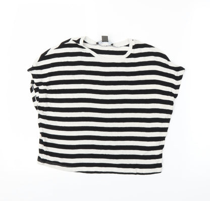 Primark Womens Black Striped  Cropped T-Shirt Size S