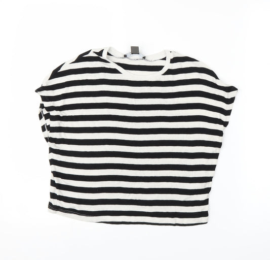Primark Womens Black Striped  Cropped T-Shirt Size S