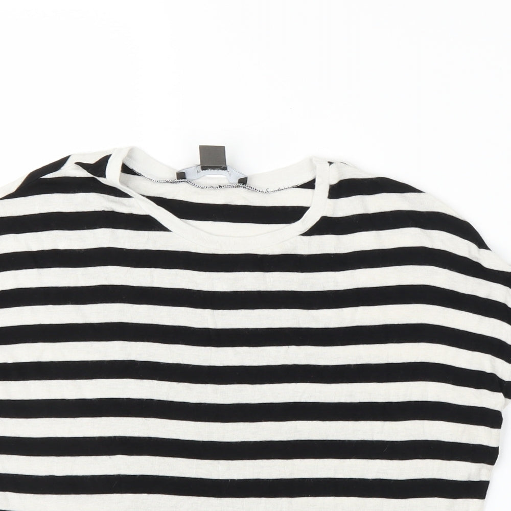 Primark Womens Black Striped  Cropped T-Shirt Size S