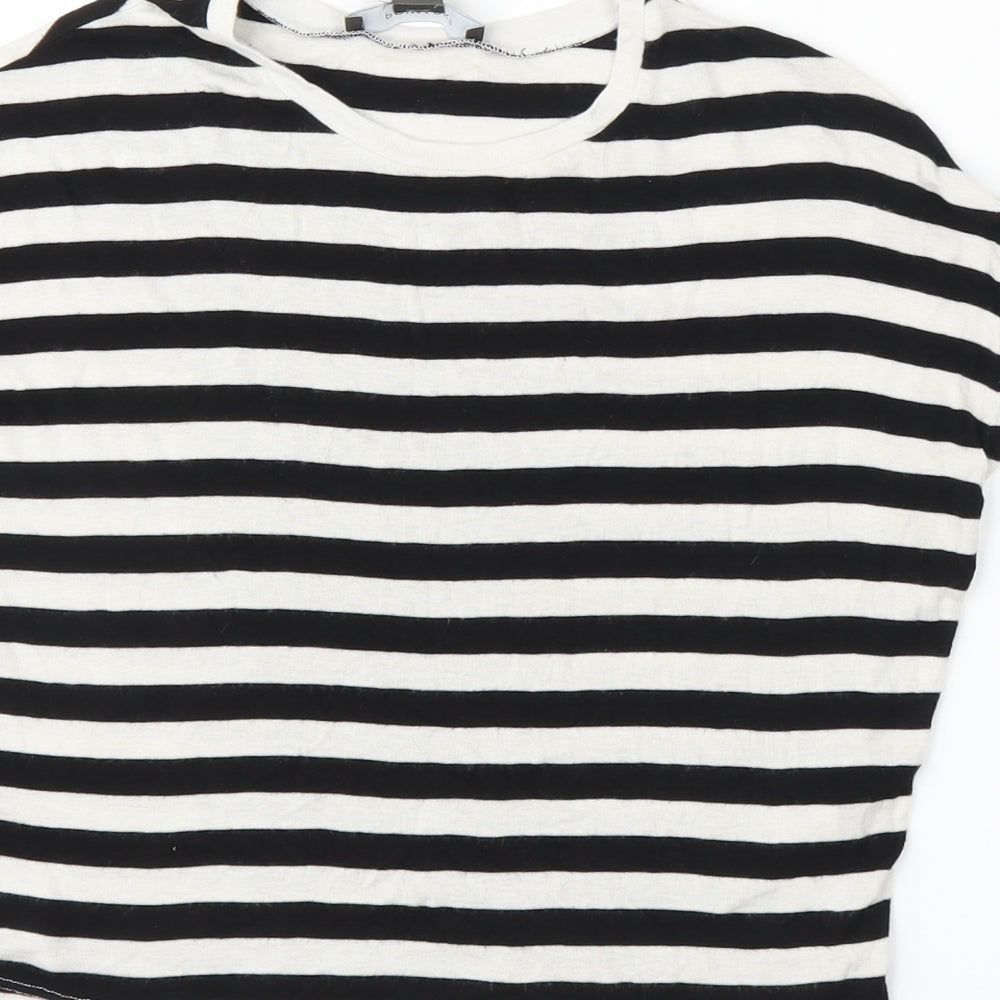 Primark Womens Black Striped  Cropped T-Shirt Size S