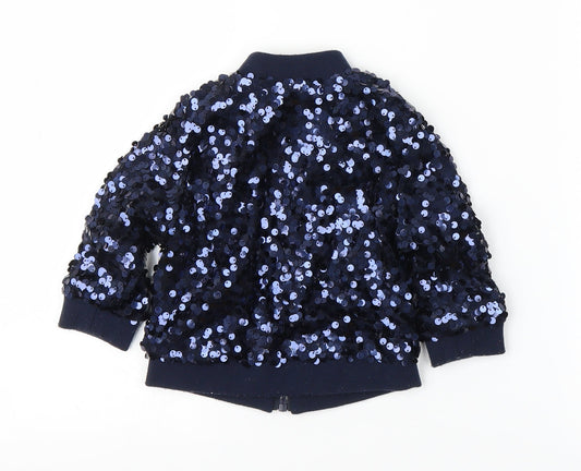 Minoti Girls Blue   Full Zip Jumper Size 9-12 Months
