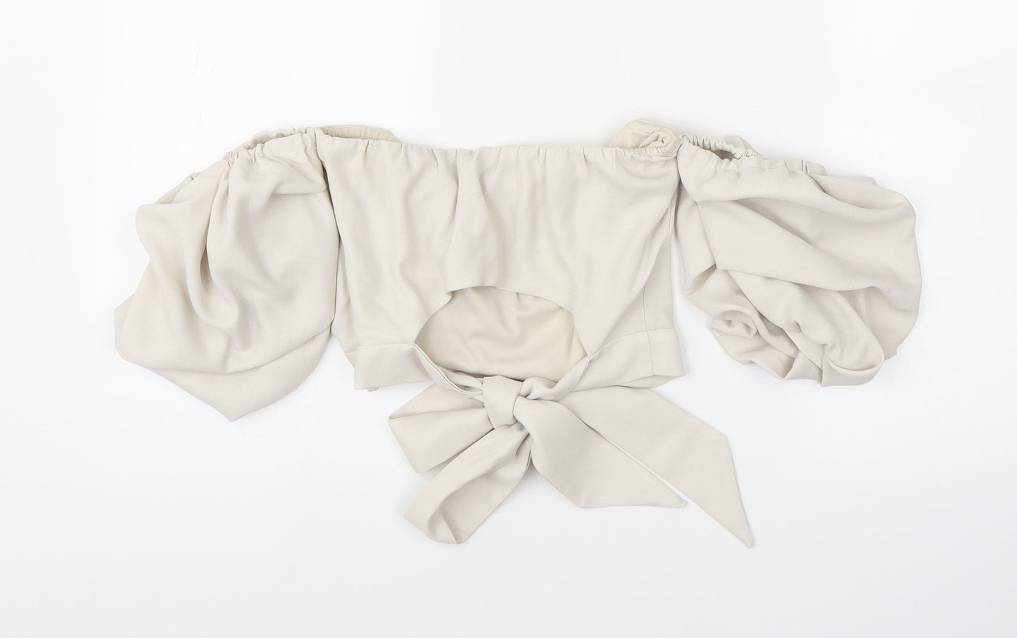 Womens UK Size 8 River Island Beige Cropped Blouse
