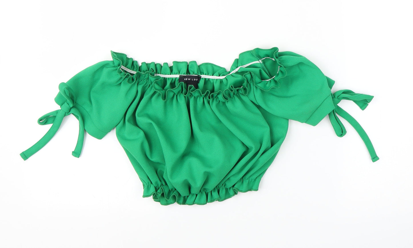 Womens UK Size 8 New Look Green Cropped Blouse