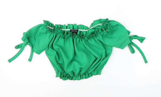 Womens UK Size 8 New Look Green Cropped Blouse