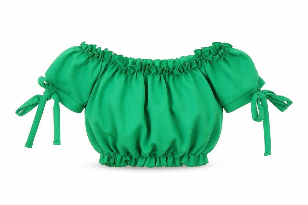 Womens UK Size 8 New Look Green Cropped Blouse