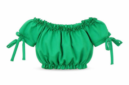 Womens UK Size 8 New Look Green Cropped Blouse