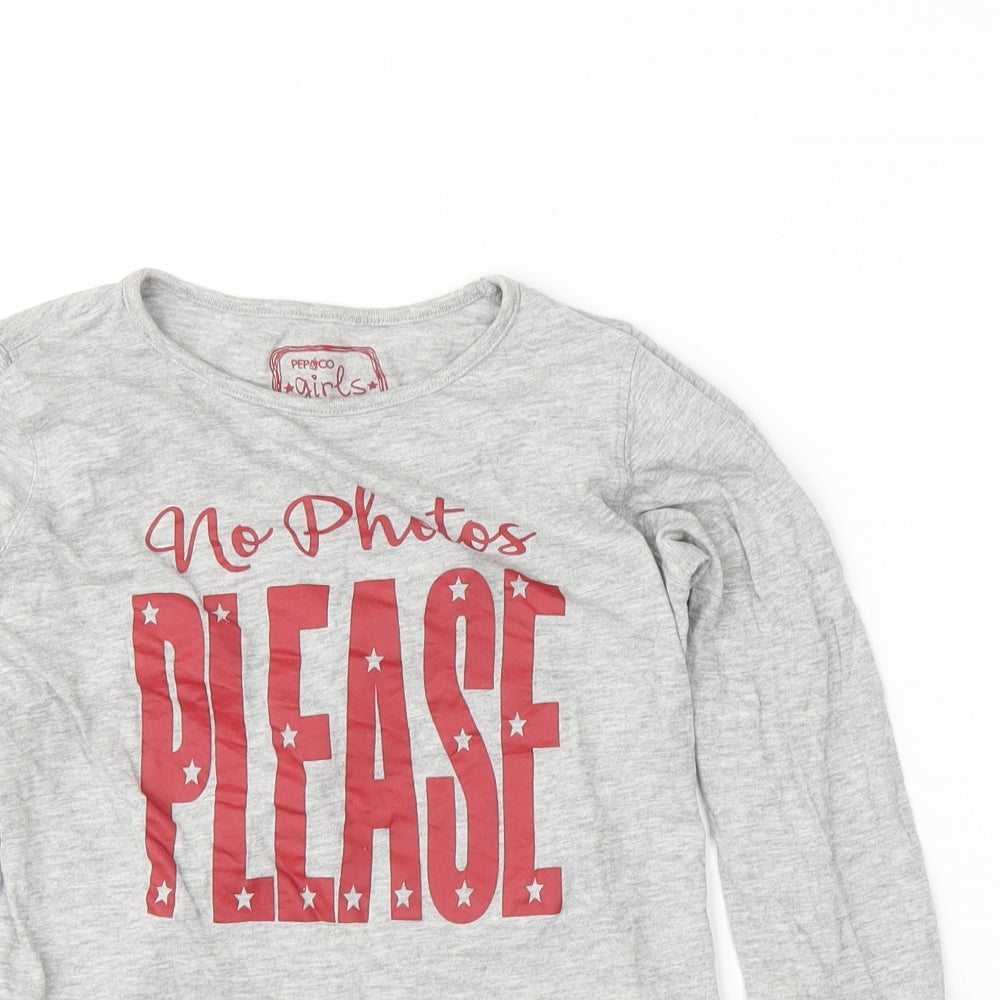 Pep&Co Girls Grey   Basic T-Shirt Size 9-10 Years