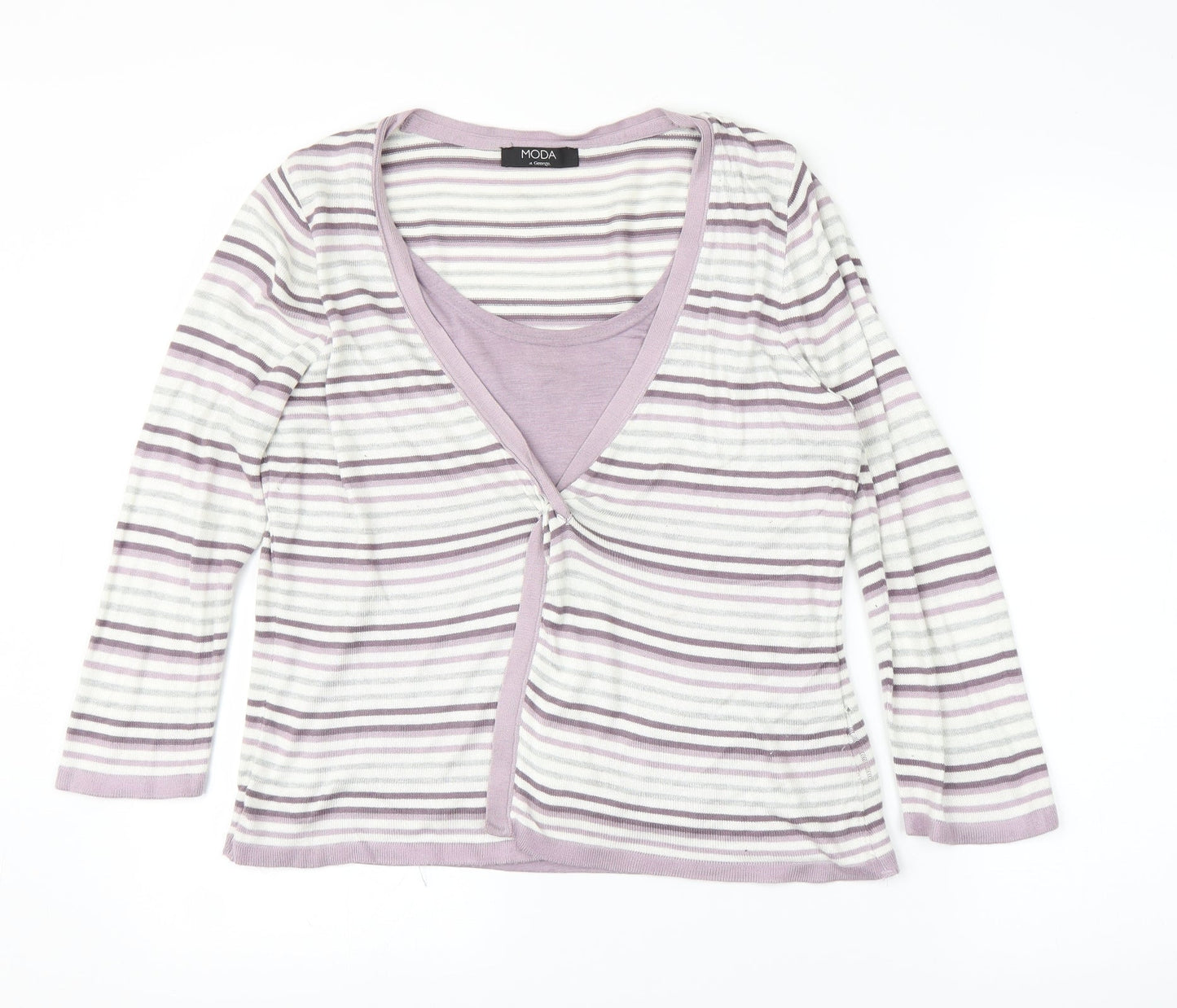 George Womens Purple Striped  Pullover Jumper Size 12