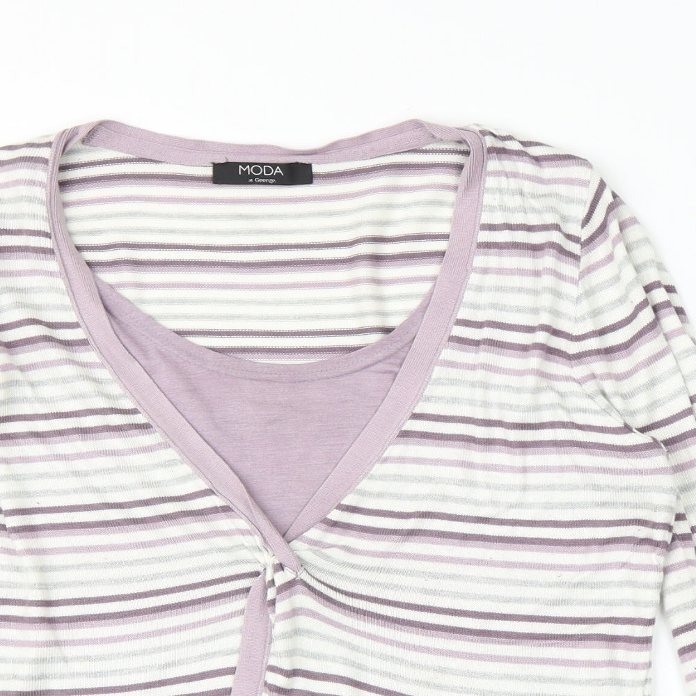 George Womens Purple Striped  Pullover Jumper Size 12