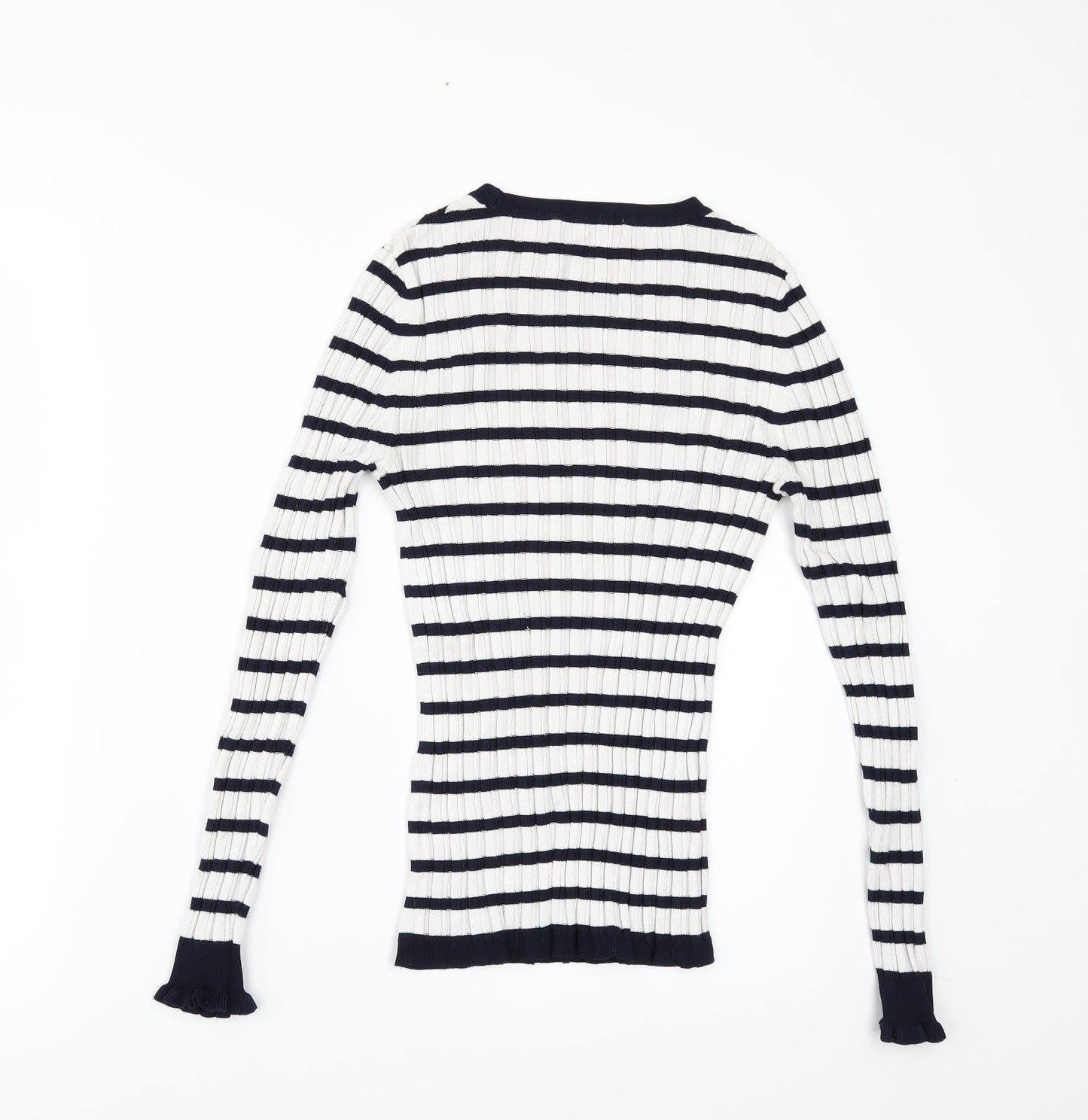 TU Womens White Striped  Pullover Jumper Size 10