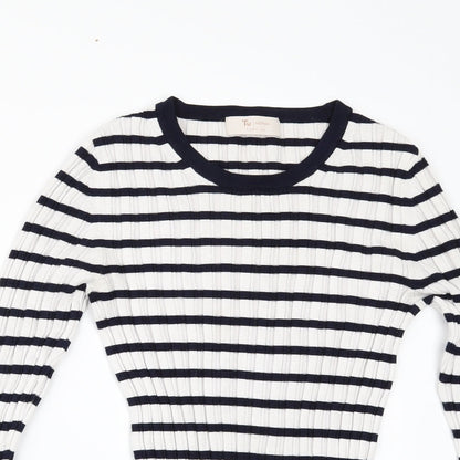 TU Womens White Striped  Pullover Jumper Size 10