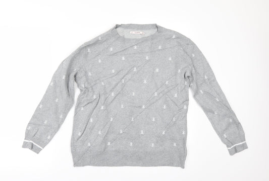 Pull&Bear Womens Grey Geometric  Pullover Jumper Size M