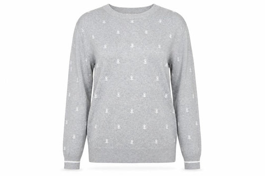 Pull&Bear Womens Grey Geometric  Pullover Jumper Size M