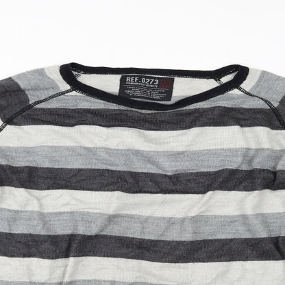 STANDARD UNTIY Mens Grey Striped  Pullover Jumper Size M