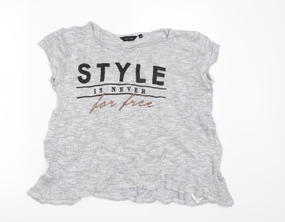 Womens UK Size 10 New Look Grey Basic T-Shirt