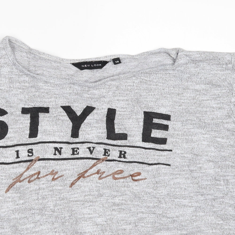 Womens UK Size 10 New Look Grey Basic T-Shirt