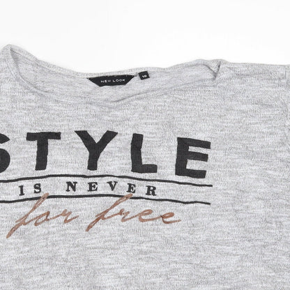Womens UK Size 10 New Look Grey Basic T-Shirt