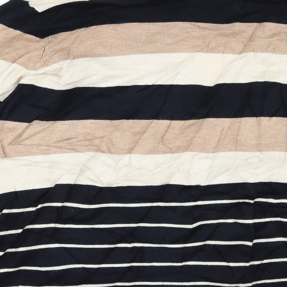 BM Womens Beige Striped  Cardigan Jumper Size M
