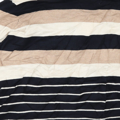 BM Womens Beige Striped  Cardigan Jumper Size M