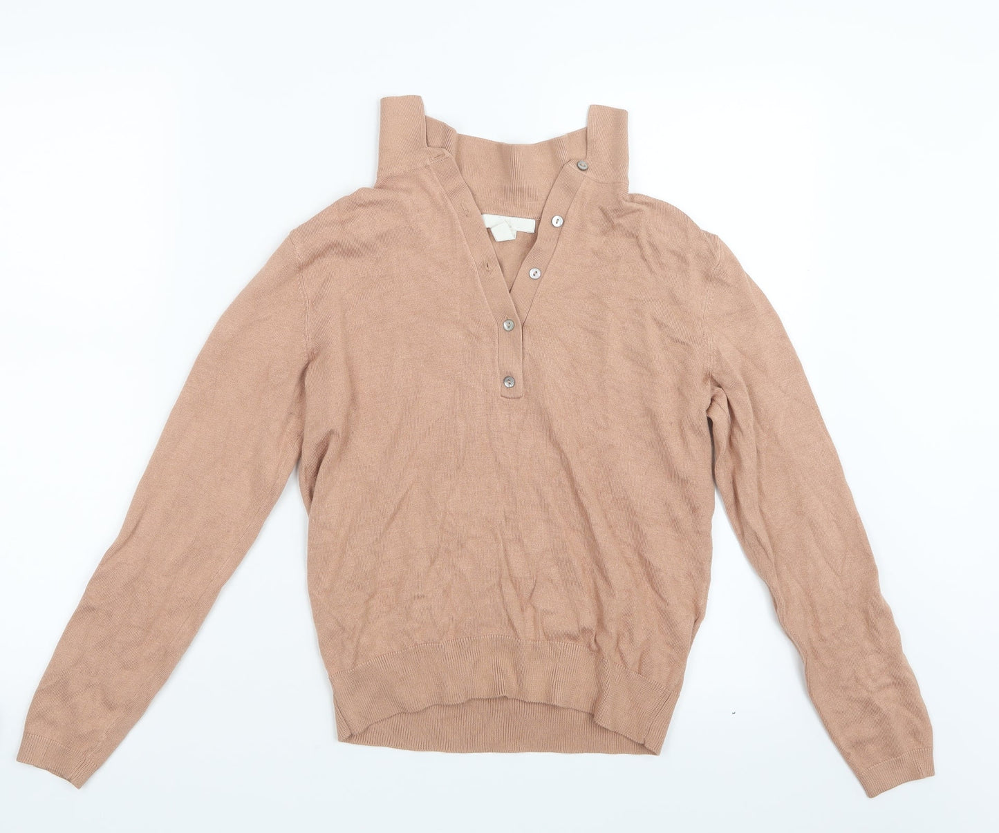 Womens UK Size XS H&M Beige Basic T-Shirt