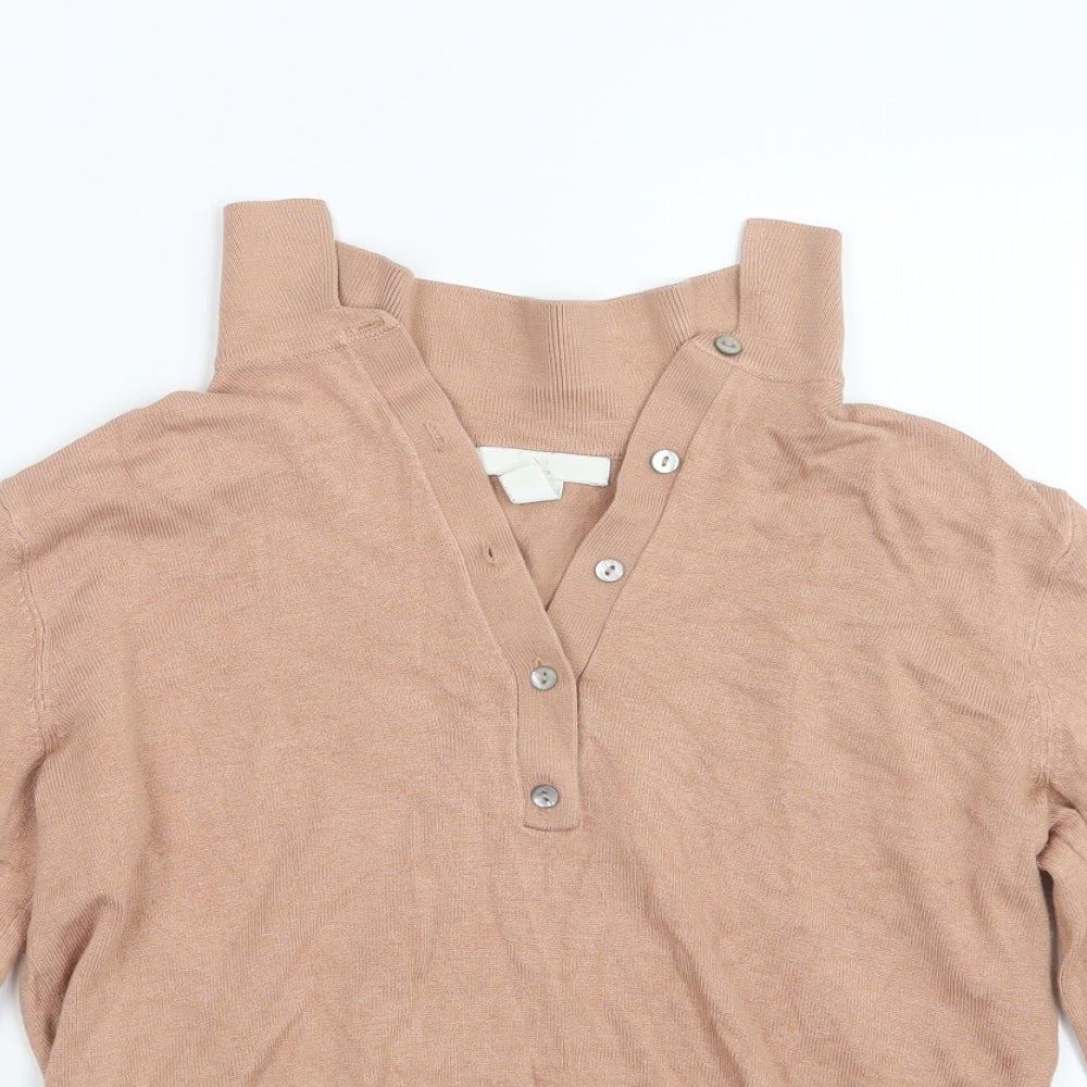 Womens UK Size XS H&M Beige Basic T-Shirt