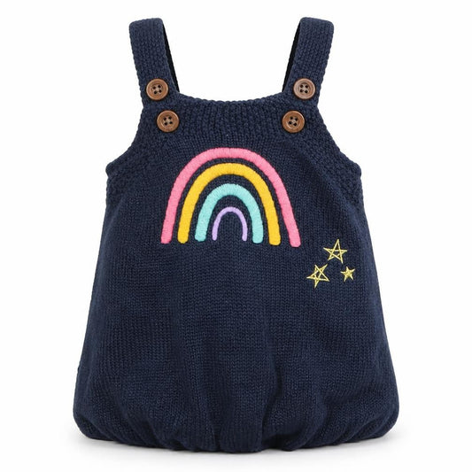 F&F Girls Blue  Knit Pinafore/Dungaree Dress  Size 0-3 Months