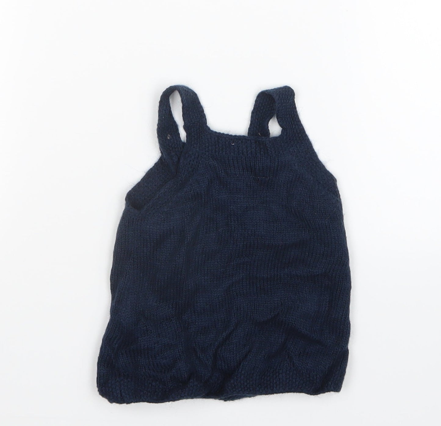 F&F Girls Blue  Knit Pinafore/Dungaree Dress  Size 0-3 Months