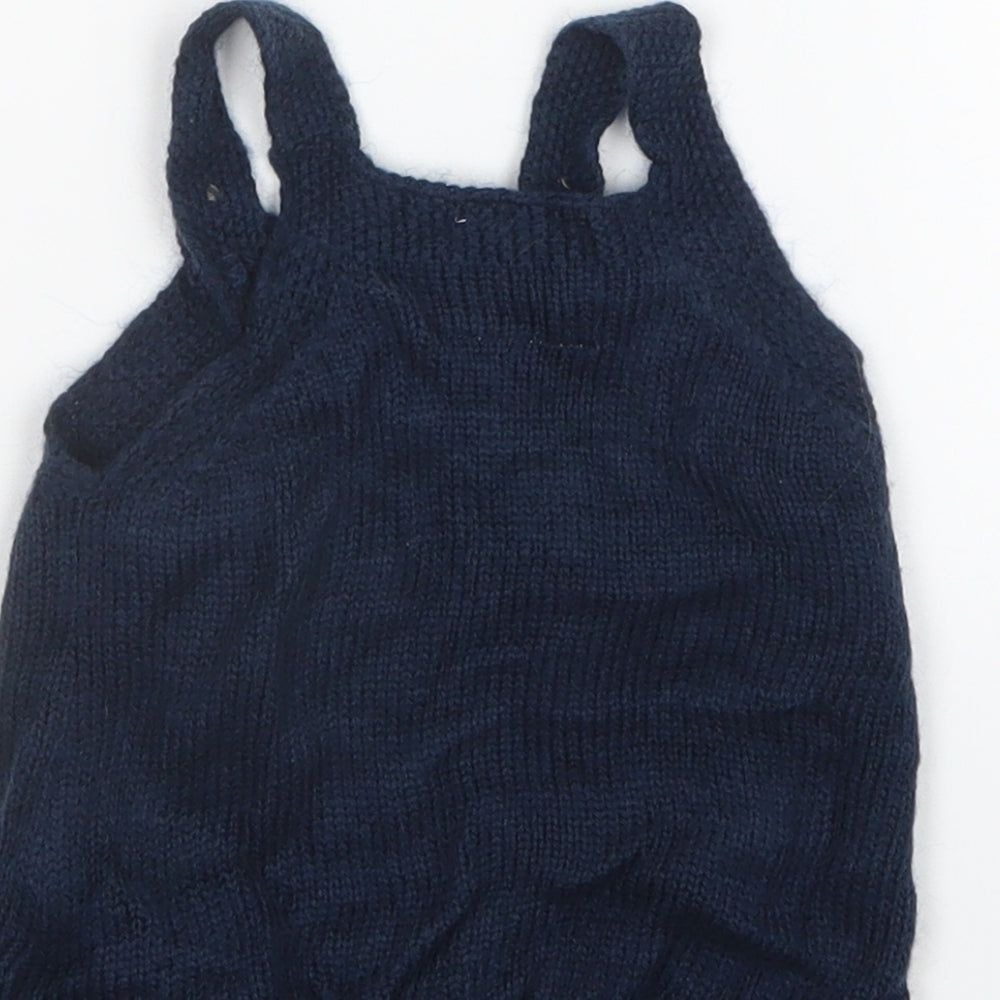 F&F Girls Blue  Knit Pinafore/Dungaree Dress  Size 0-3 Months