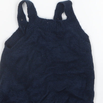 F&F Girls Blue  Knit Pinafore/Dungaree Dress  Size 0-3 Months