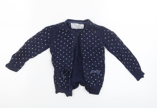 Young Dimension Girls Blue Geometric Knit Cardigan Jumper Size 18-24 Months  - Heart Print