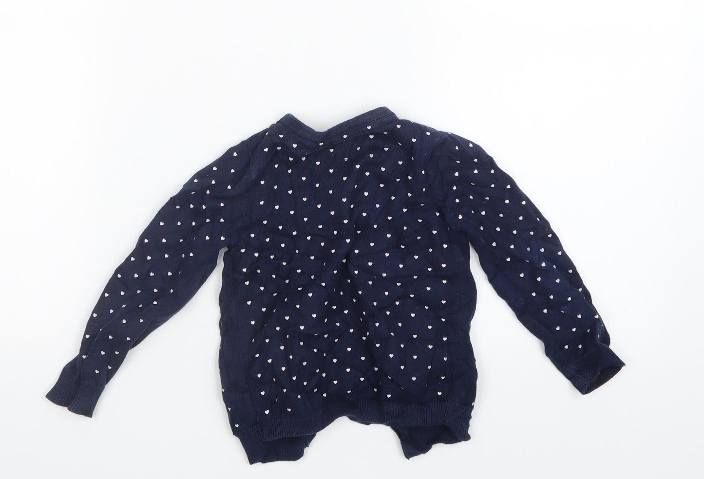 Young Dimension Girls Blue Geometric Knit Cardigan Jumper Size 18-24 Months  - Heart Print
