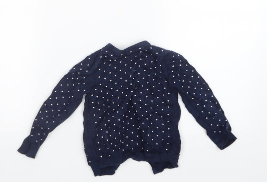 Young Dimension Girls Blue Geometric Knit Cardigan Jumper Size 18-24 Months  - Heart Print