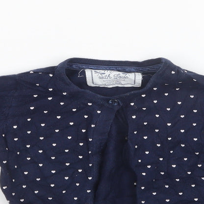 Young Dimension Girls Blue Geometric Knit Cardigan Jumper Size 18-24 Months  - Heart Print