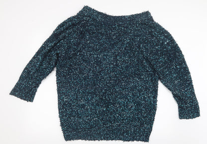 Bm Collection Womens Blue  Knit Cardigan Jumper Size XL