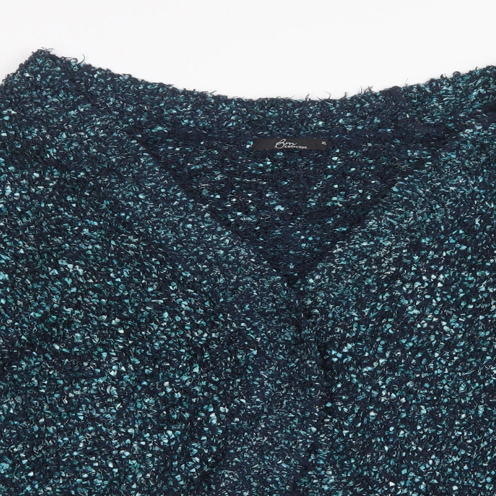 Bm Collection Womens Blue  Knit Cardigan Jumper Size XL