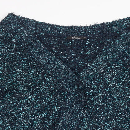 Bm Collection Womens Blue  Knit Cardigan Jumper Size XL