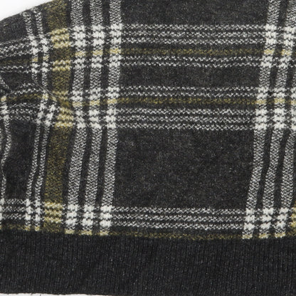 New Look Womens Grey Check Knit Pullover Jumper Size S