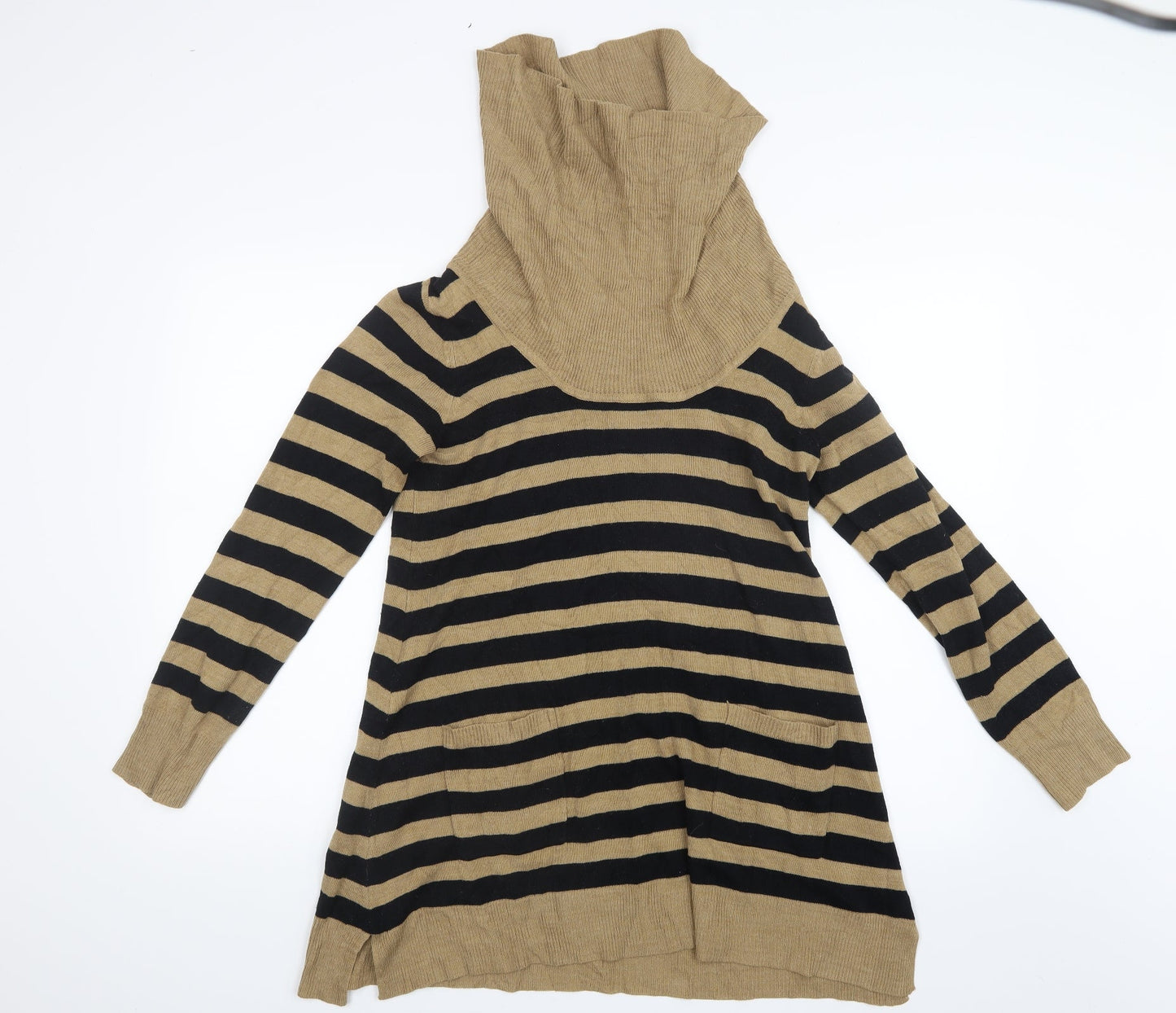 Vintage Couture Womens Beige Striped Knit Pullover Jumper Size 12