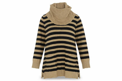 Vintage Couture Womens Beige Striped Knit Pullover Jumper Size 12