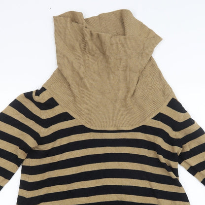 Vintage Couture Womens Beige Striped Knit Pullover Jumper Size 12