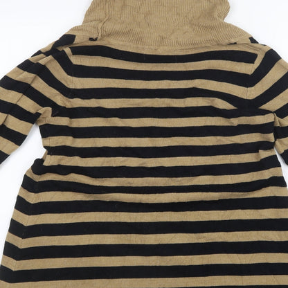 Vintage Couture Womens Beige Striped Knit Pullover Jumper Size 12