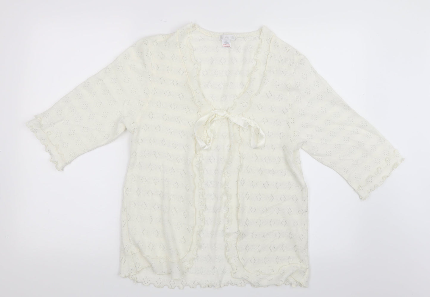 Slenderella Womens White  Knit Cardigan Jumper Size M