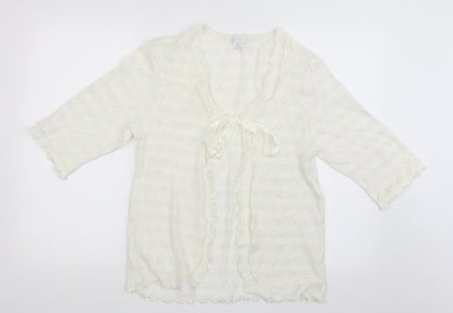 Slenderella Womens White  Knit Cardigan Jumper Size M