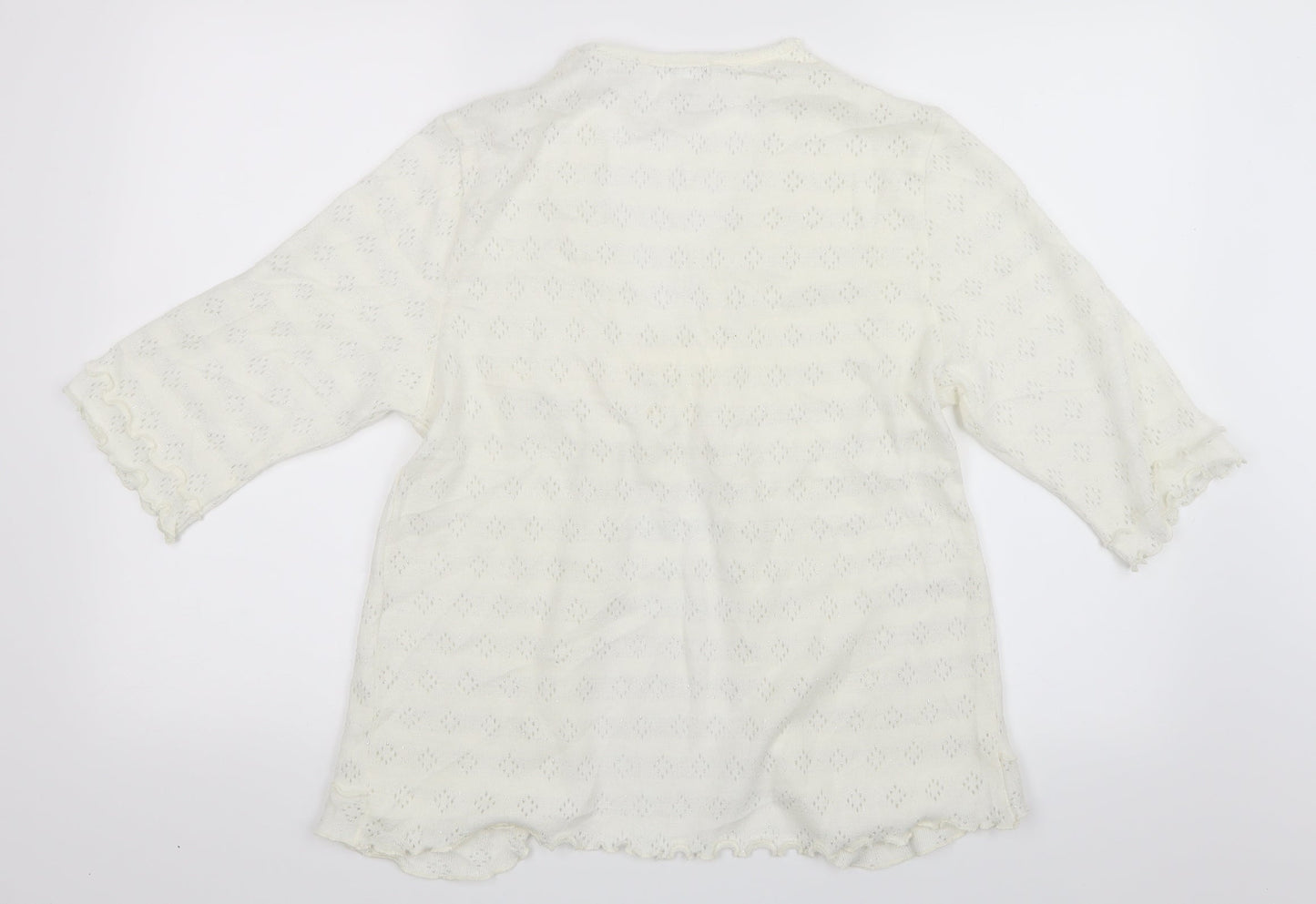 Slenderella Womens White  Knit Cardigan Jumper Size M