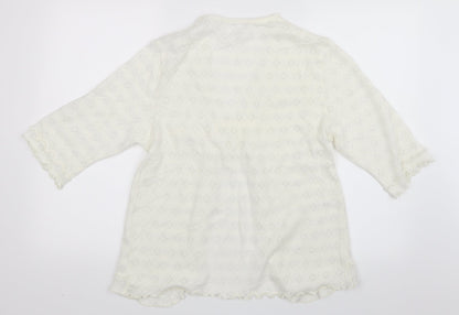 Slenderella Womens White  Knit Cardigan Jumper Size M