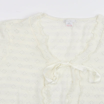 Slenderella Womens White  Knit Cardigan Jumper Size M